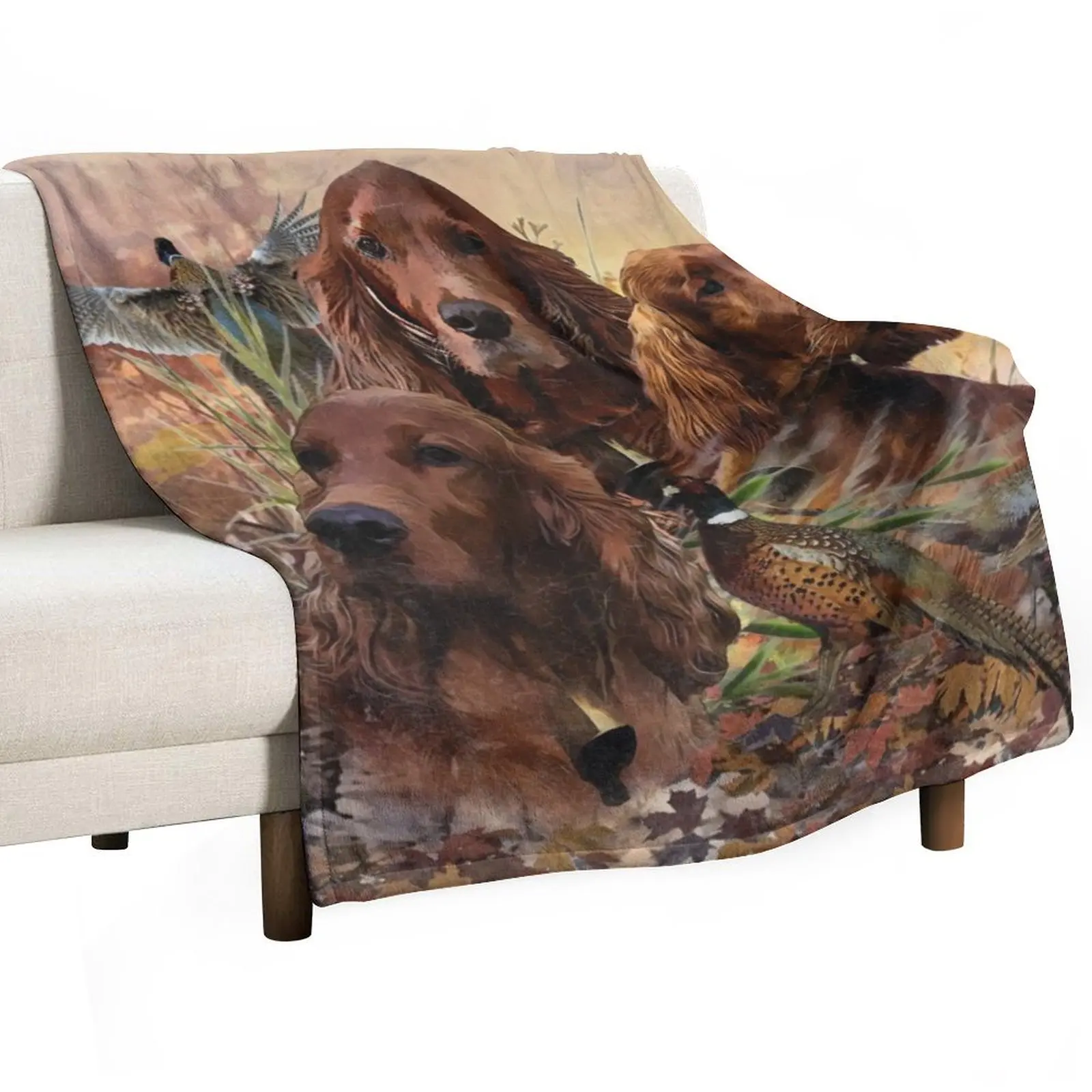 

Irish Setters with Pheasants - Passion Hunt Throw Blanket Soft Big Cute Blankets