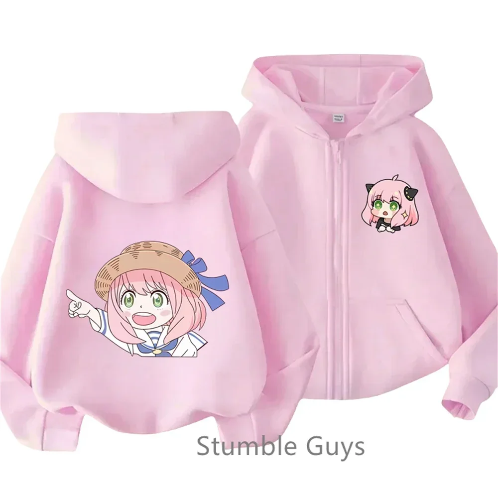 

Fashion Spy X Family Girls Zipper Hoodie Kids Clothes Boys Trucksuit Kawaii Anya Sweatshirt Long Sleeve Children Casual Tops