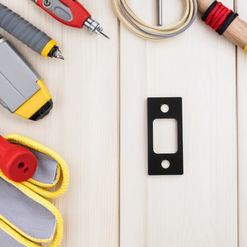 2 Stück runde Türöffnerplatte für Einsteckschlösser, schlankes schwarzes Finish, verbesserte Sicherheitsriegelführung, Hardware, runde Türschlossplatte