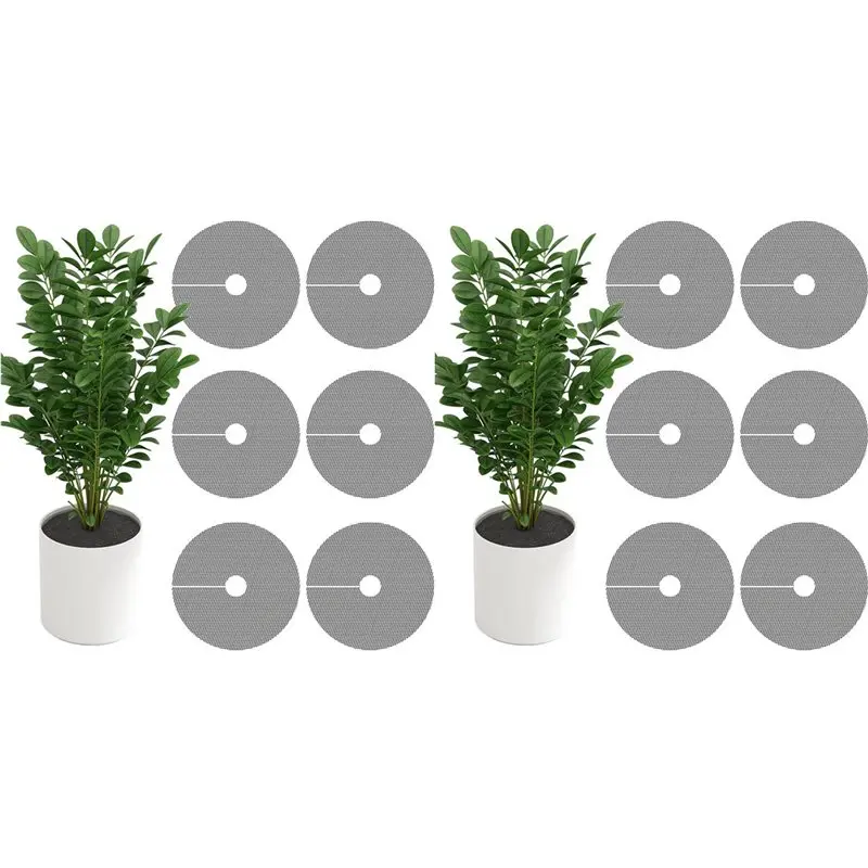AB34-Plant Pot Grid Soil Protector Covers Cat Digging Prevention Flower Pot Grid With Stakes Cuttable Flower Pot Grid 12PCS