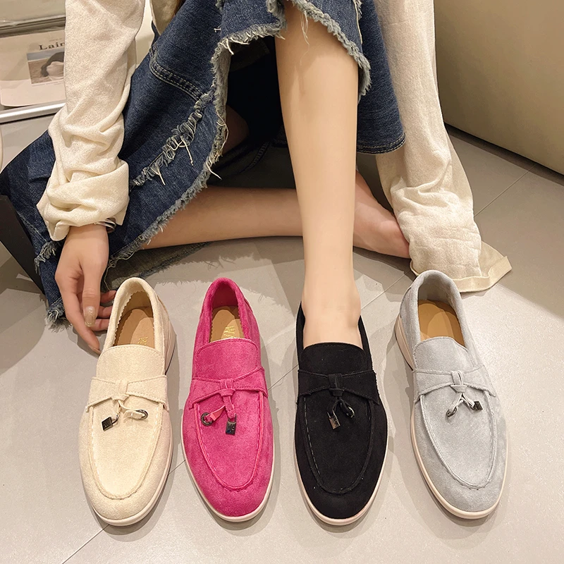 Frauen Casual Wohnungen Frühling Herbst Neue Dicken Sohlen Wildleder Nicht-slip Loafers Mokassins Frau Fahren Walking Plattform Schuhe