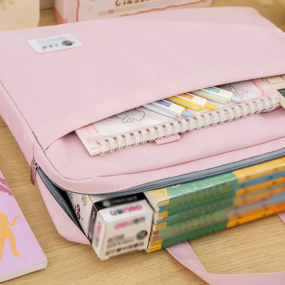 

Large Capacity Document Storage Bag Oxford Cloth Double Layer Book Storage Bag Lightweight Waterproof A4 File Organizer