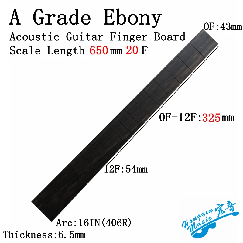 

A African Ebony Fingerboard for Acoustic Electric Classical Guitar a Grade Material HUATOOL