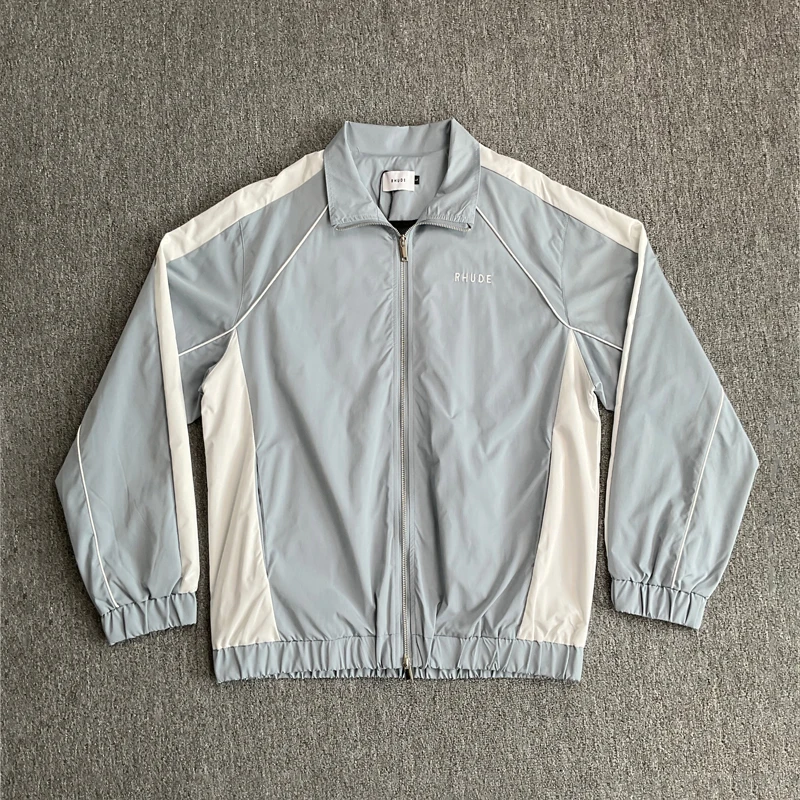 High Quality Patchwork Tracksuit Classic Trend Rhude Jacket Windbreaker Embroidery Pattern Drawstring Sweatpants