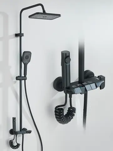 4-way Piano Shower System With Rain Shower Bidet Faucet Hot Cold Water Mixer For Bathroom Shower Kit