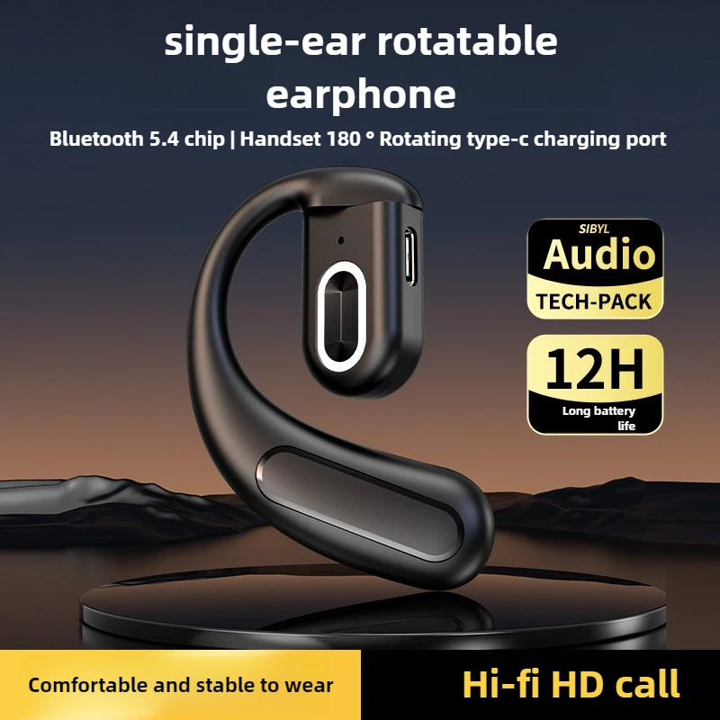 

Mono Single Ear Earphone for Left and Right Z70 Wireless Sport Clip Earbud Bluetooth 5.4 for Phone Call Car Drive Meeting Office