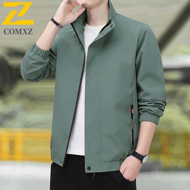 

COMXZ Branded Men Jacket Classic Stand Collar Outdoor Travel Lightweight Coat Casual Commuting Office Fashion Autumn Garment