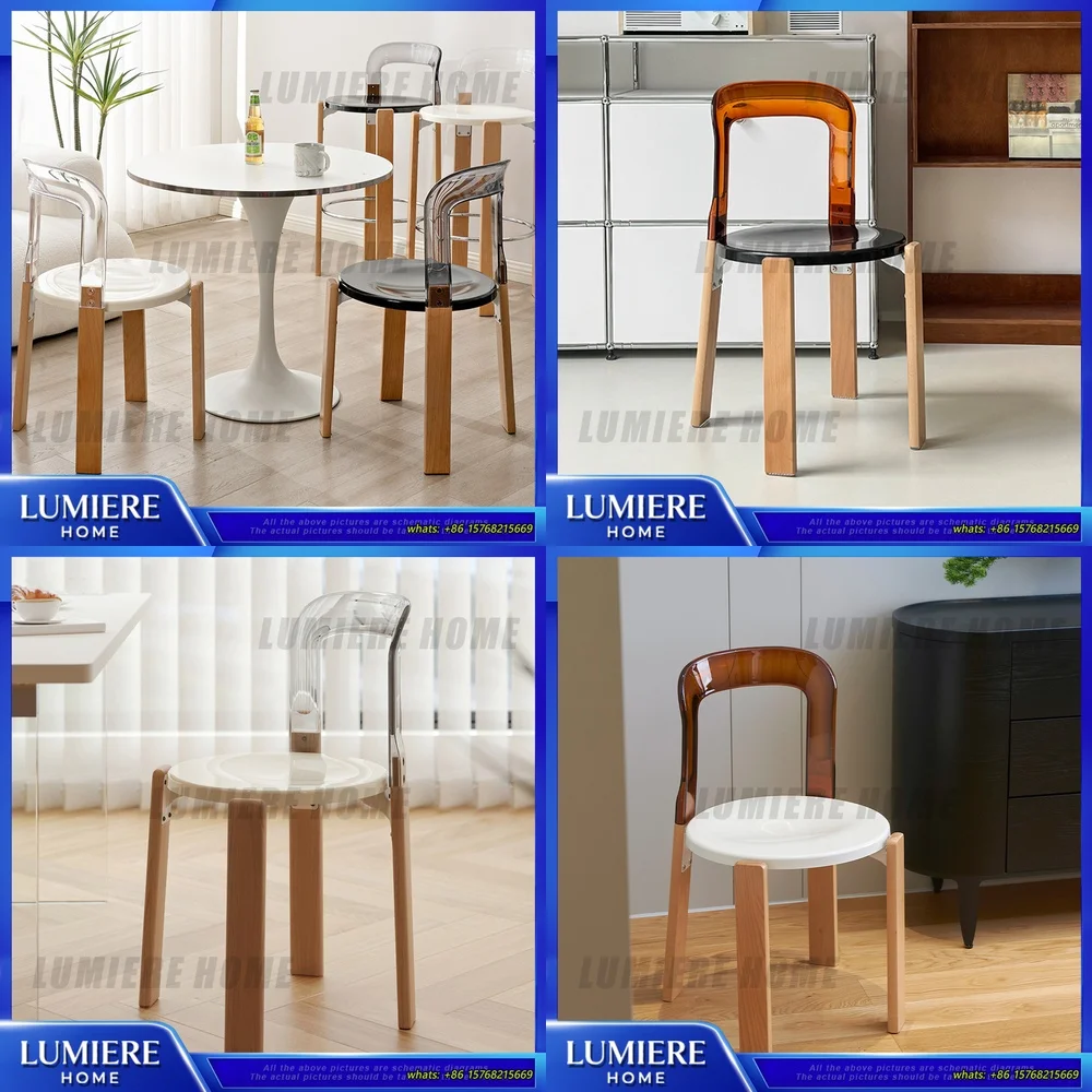 

Transparent Acrylic Dining Chair Modern Minimalist Design Backrest Chair for Home Cafe Restaurant Retro Style Clear Chair