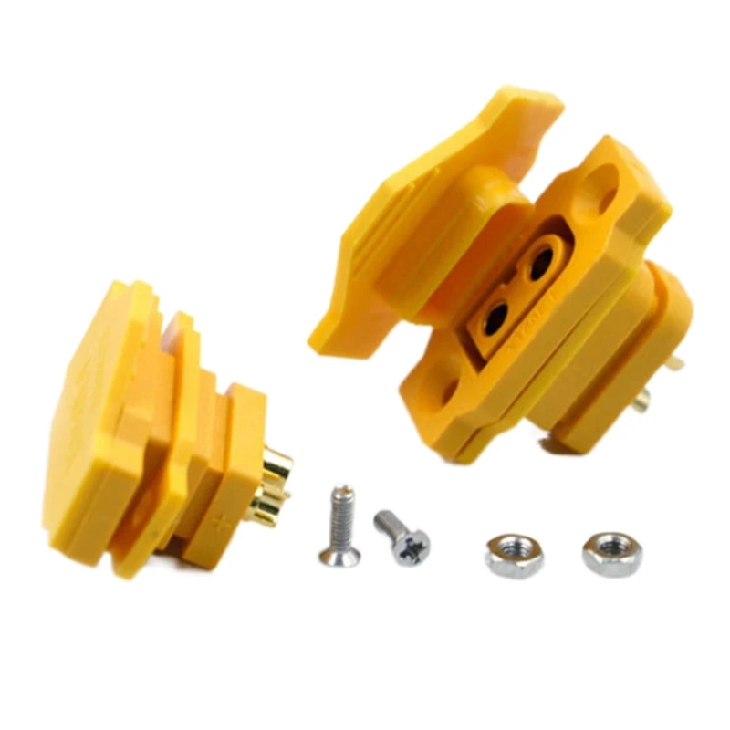 Q1W2 XT60 Fixed Mount Battery Soldering Connector Fixable XT60E-F Gold Plated Adapter Plug Dust Cover for Model Drones