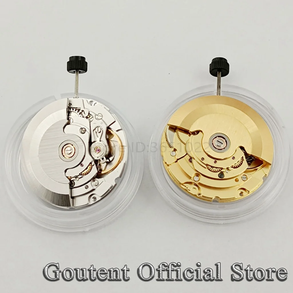 Goutent Golden Silver 25 Jewels PT5000 Automatic Mechanical Watch Movement 28800 bhp Clone 2824 Date Display