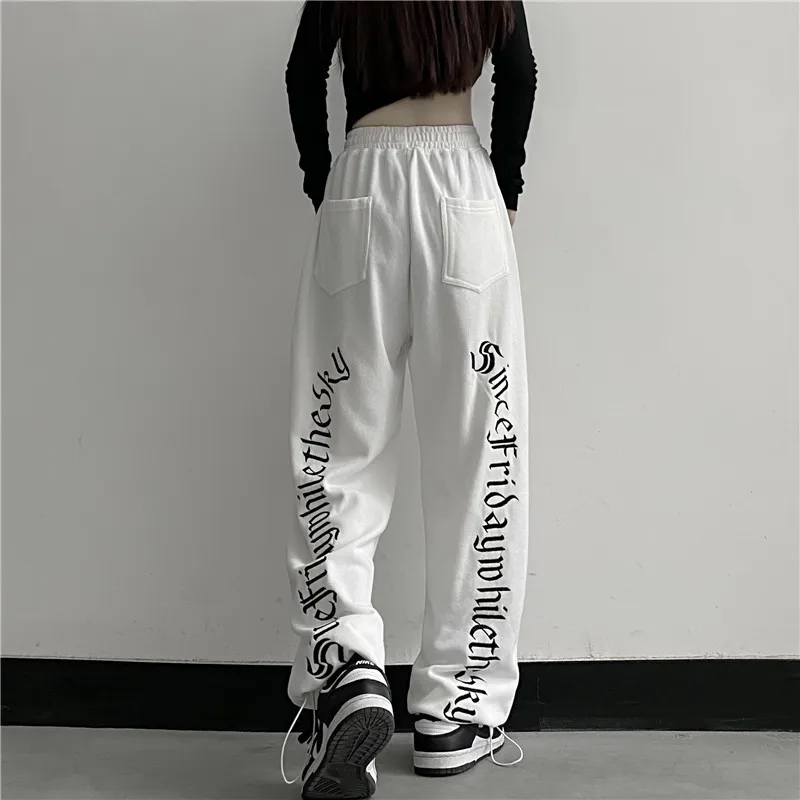 Harajuku Wijde Pijpen Cargo Broek Vrouwen Brief Print Punk Streetwear Y 2K Pantalones Mujer Koreaanse Mode Joggingbroek