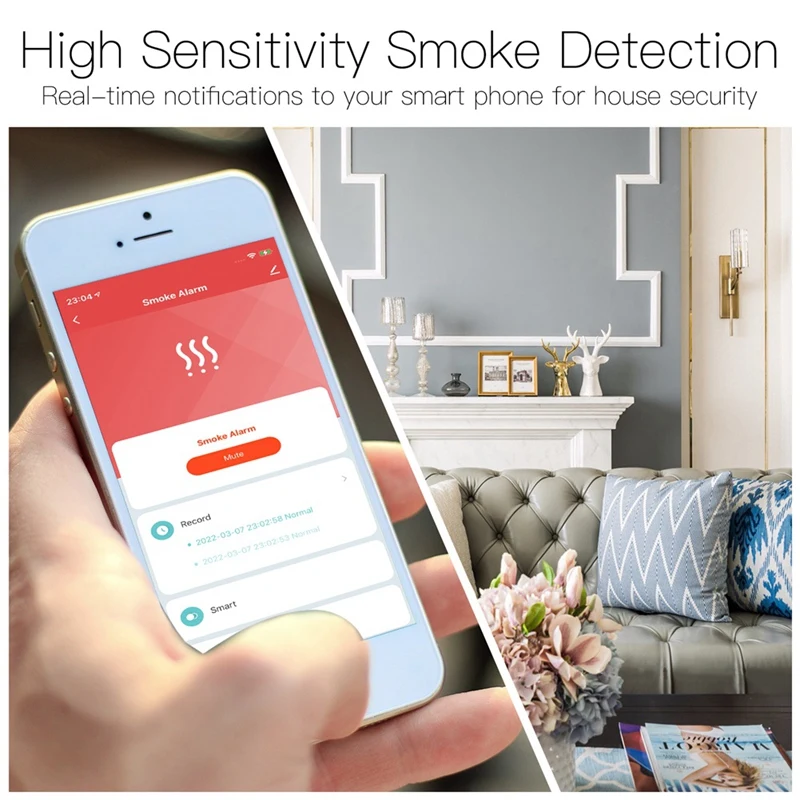 ABGZ-Tuya Smart Zigbee rilevatore di fumo sensore Smart Home Security Alarm System Smart Living alimentato a batteria