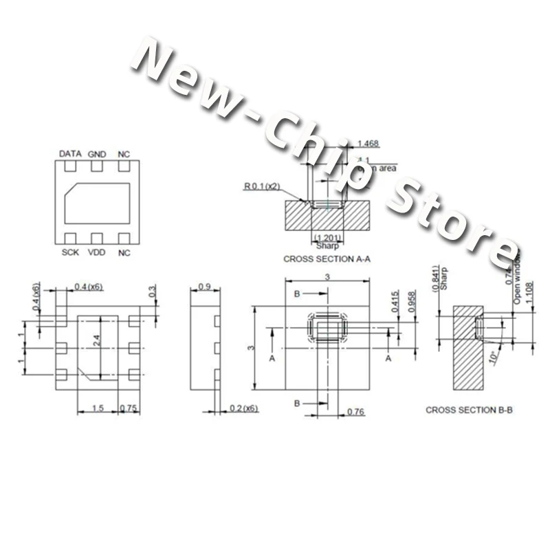 2PCS-50PCS/LOT  HTU21D  DFN-6  Temperature and humidity sensor  New original