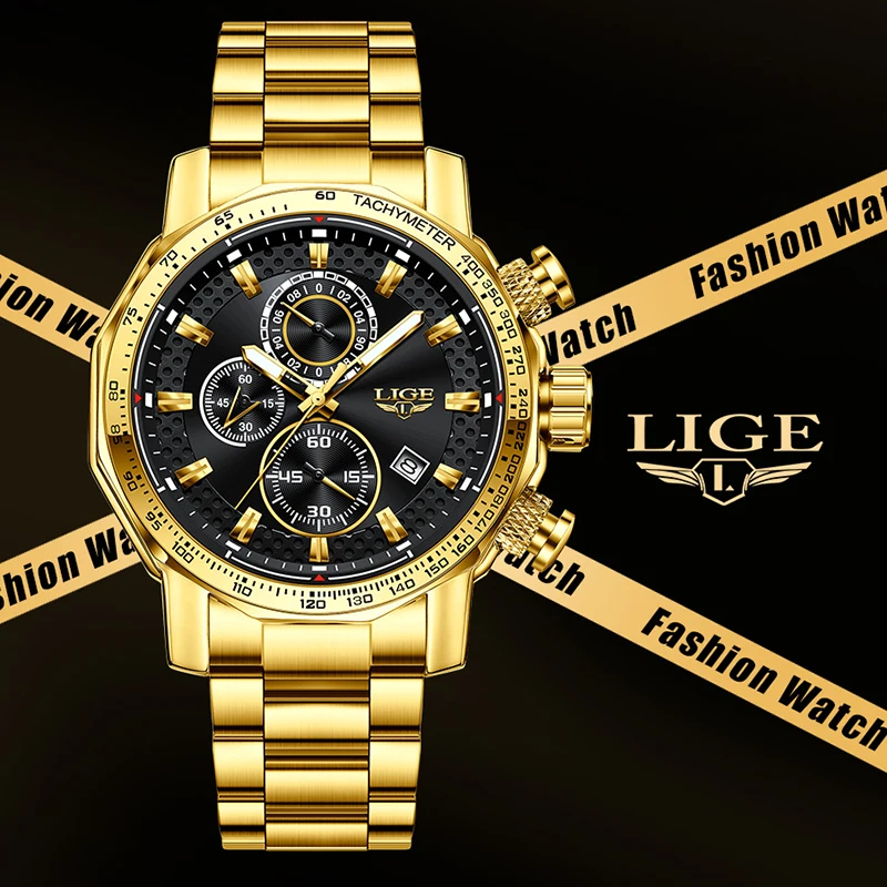 LIGE Classic Original Man Watch Luxury Fashion Stainless Clock Auto Date Waterproof Business Retro Wristwatch Male Daily Commute