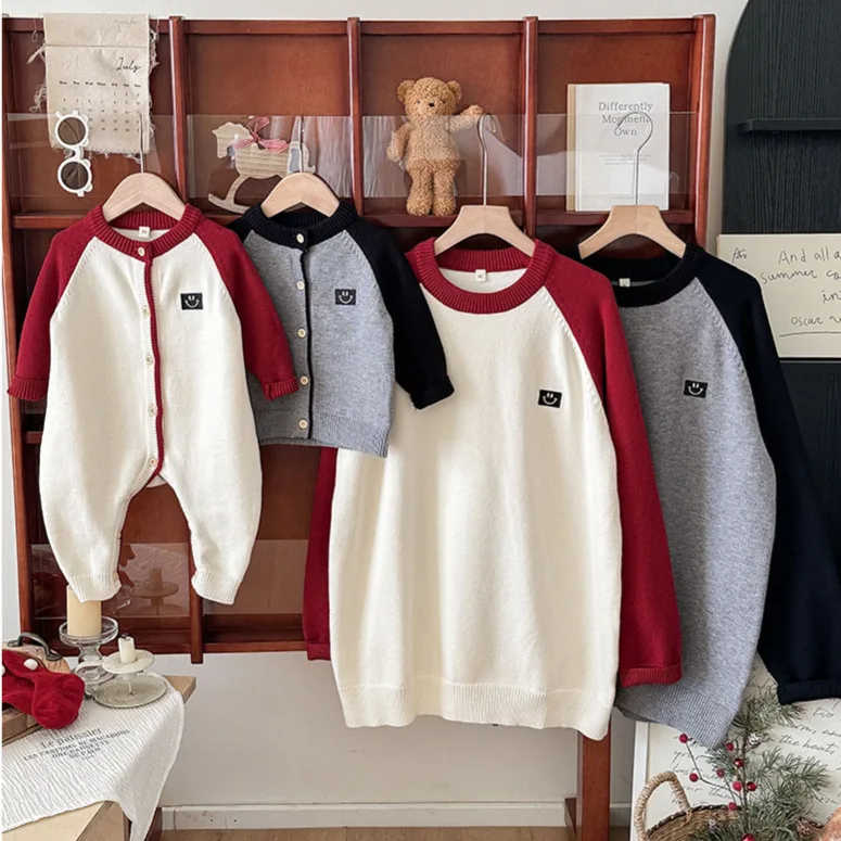 

‌2025 Autumn Winter Family Knitwear Outfits for Dad Mom & Daughter Son Matching Sweater Toddler Infant Romper Kids Cardigan