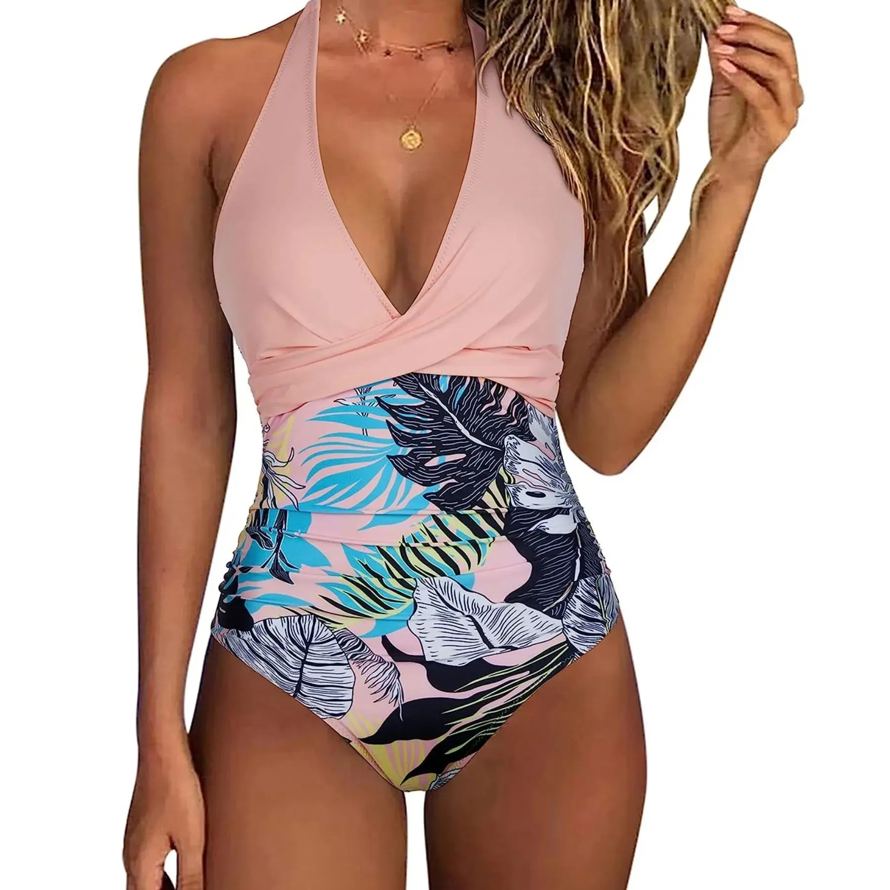

Sexy Pleated 2025 Print Swimsuit Women's Bathing Suit Cleanfit Sle Mid-length A-line Sve Thi Material Ladies Swimwear