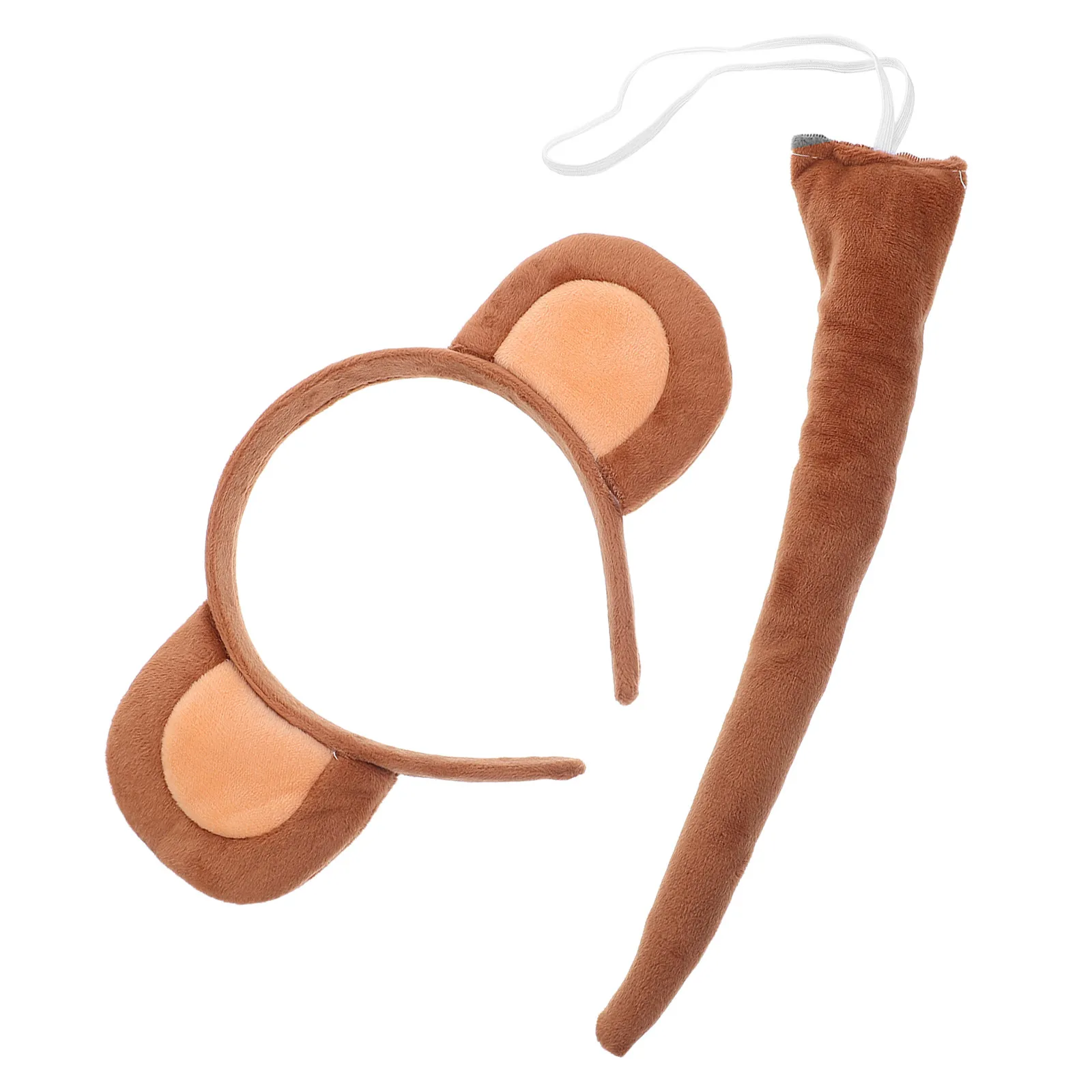 1Set Monkey Ears Tail Set Animal Hairband Cosplay Costume Soft Comfortable Headband Makeup Facial Headband Spa Washing Face