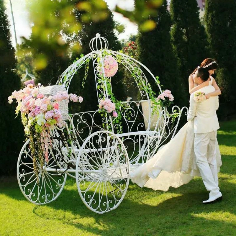 Wrought iron pumpkin cart, outdoor European wrought iron carriage, wedding decoration props