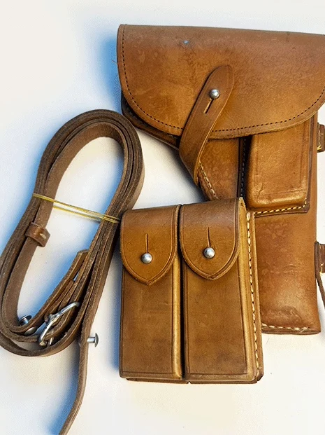 Leather Three-Piece Set Outdoor Camping Travel Gear Military Fan Goods Waist Bag Arm Bag Carry-On Bag under 20L Capacity