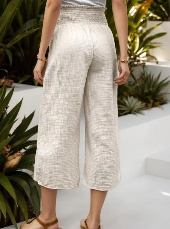 Women's Pant 2026 Summer Loose New Style with A Drawstring Design High Waist Casual Loose Wide Leg Pants Suitable for Daily Use