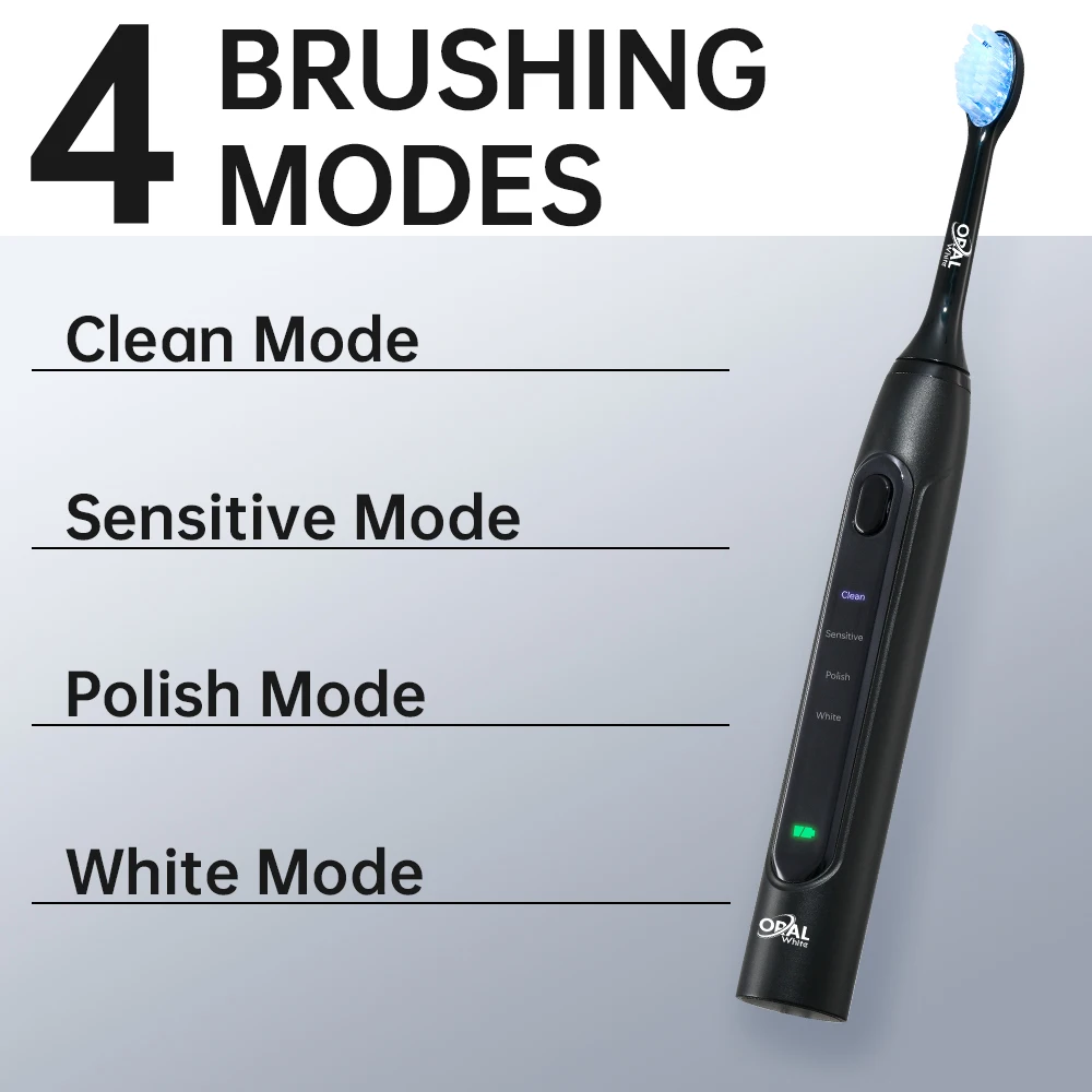 Groothandel thuisgebruik Hoge kwaliteit effectieve reiniging 4 modi Blauwe led zachte haren Zwarte luxe elektrische tandenborstel