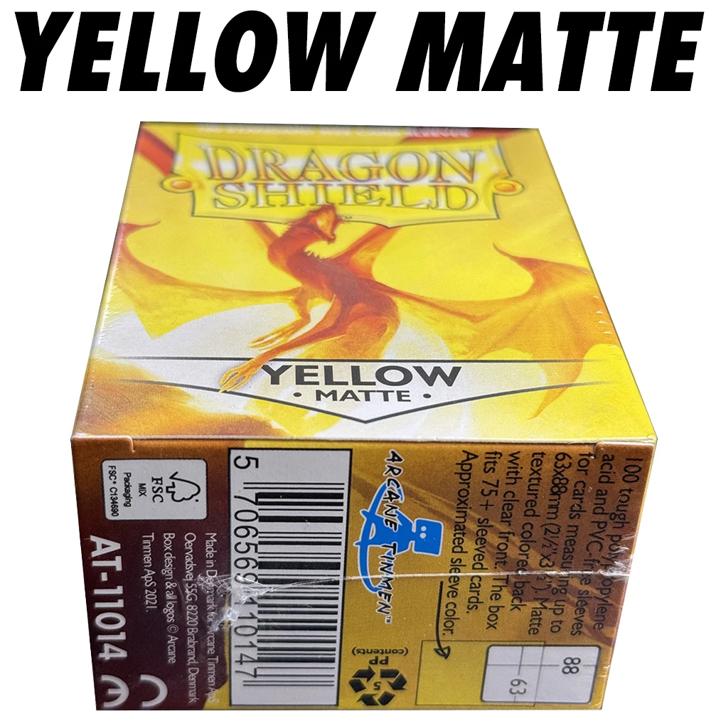 

66x91 мм, 100 шт./коробка, желтые матовые протекторы для карт Dragon Shield, защитные чехлы для карт OPCG/PTCG, стандартный размер для настольных игр