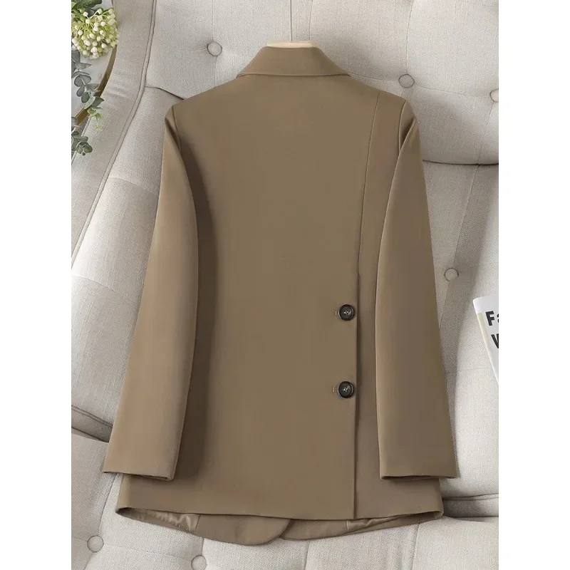 New Arrival Casual Ladies Blazer Women Coffee Beige Black Female Long Sleeve Solid Loose Jacket Coat