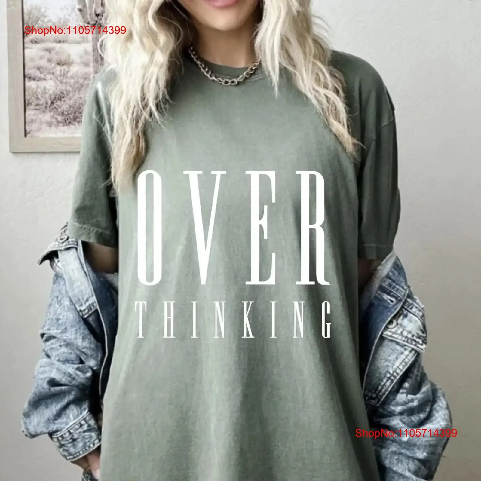 OVER Thinking T Shirt Motivational for Overthinkers Positive Vibes Minimalist Statement Top Mental Health vintage Washed