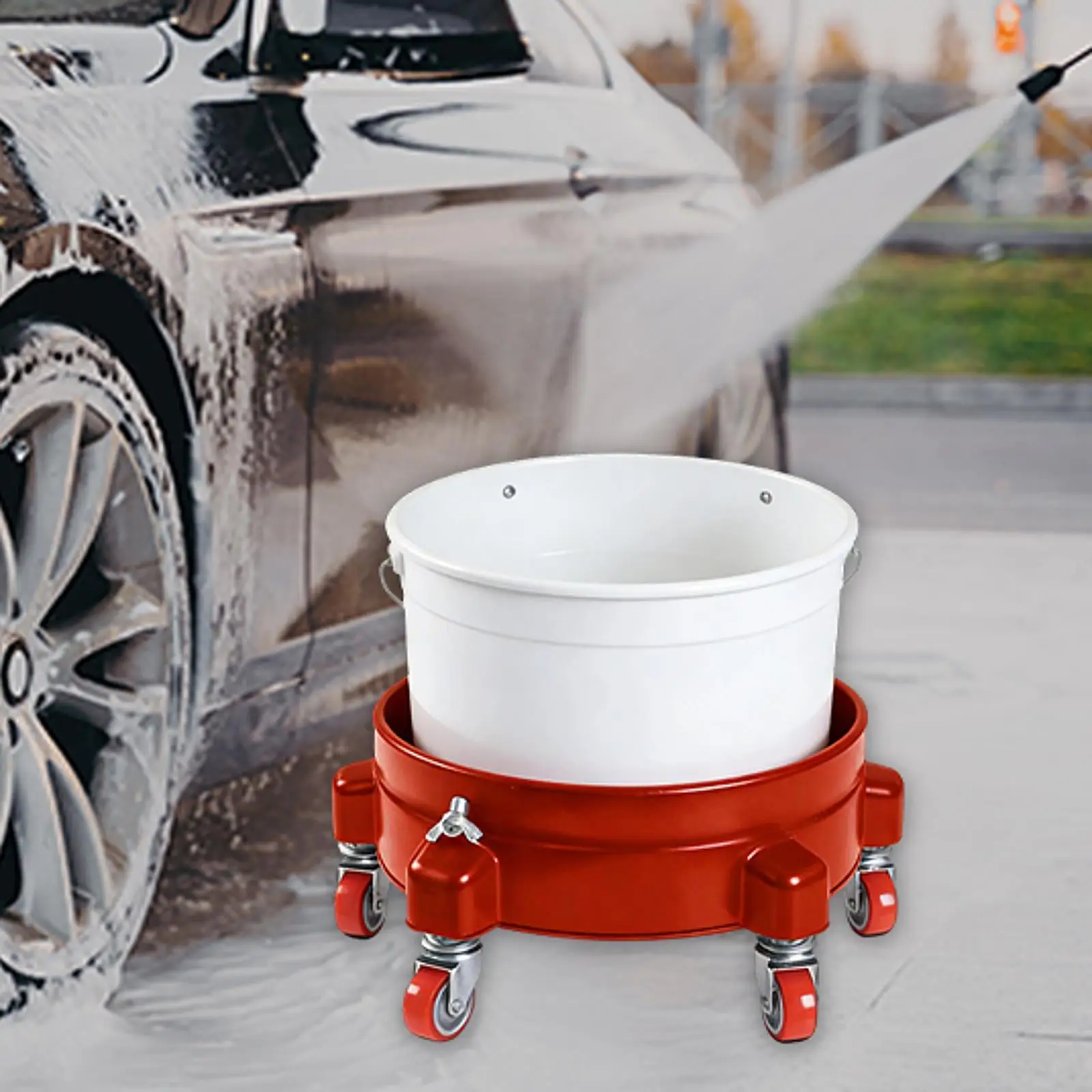 

Профессиональная тележка-платформа для ведер с 5 колесами: прочный аксессуар для автомойки, обеспечивающий легкое перемещение и транспортировку