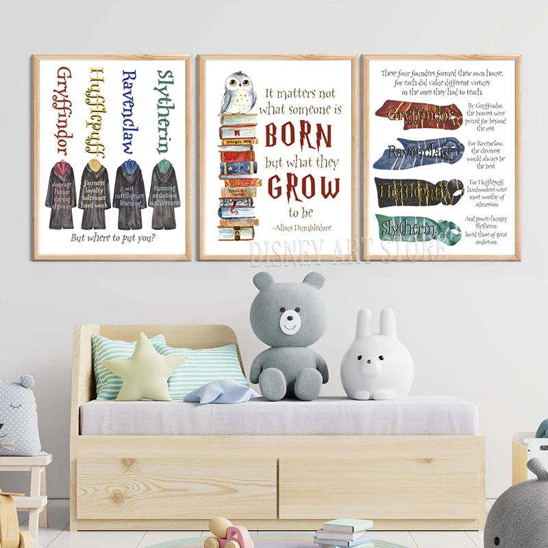 Harry Potter Movie Art Prints Hand Drawn Posters Magic Wand Props Canvas Painting Kids Room Wall Pictures Decor Gifts For Fans view 3
