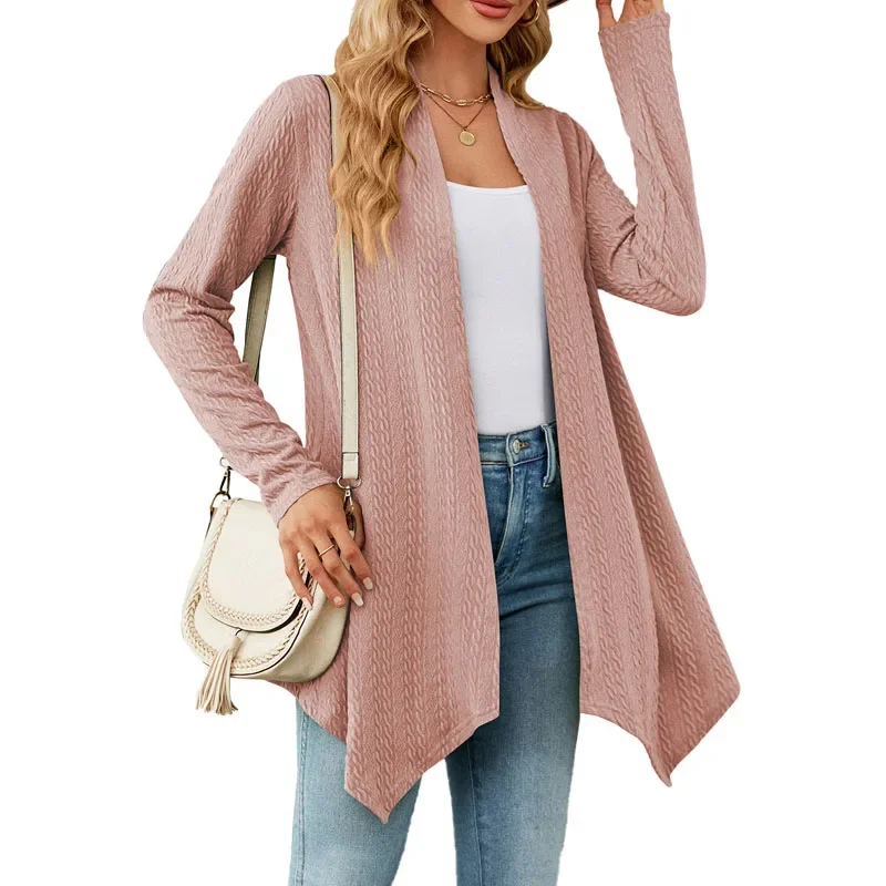 2023 Europe and America Autumn Winter Women's Clothing New Solid Color Loose Long Sleeve Simplicity All-match Commute Cardigan