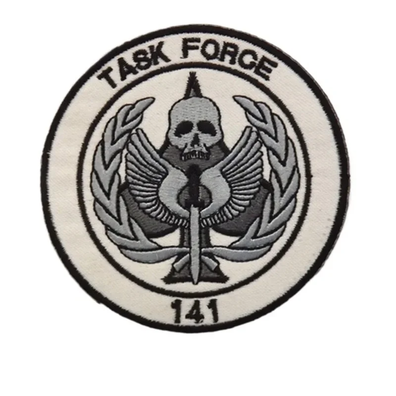 8.5CM/Task Force 141,Ghost Call of Duty 블랙 OPS 엠블럼 자수 아플리케 전술 패치 암밴드 배지, 후크 및 루프 패치