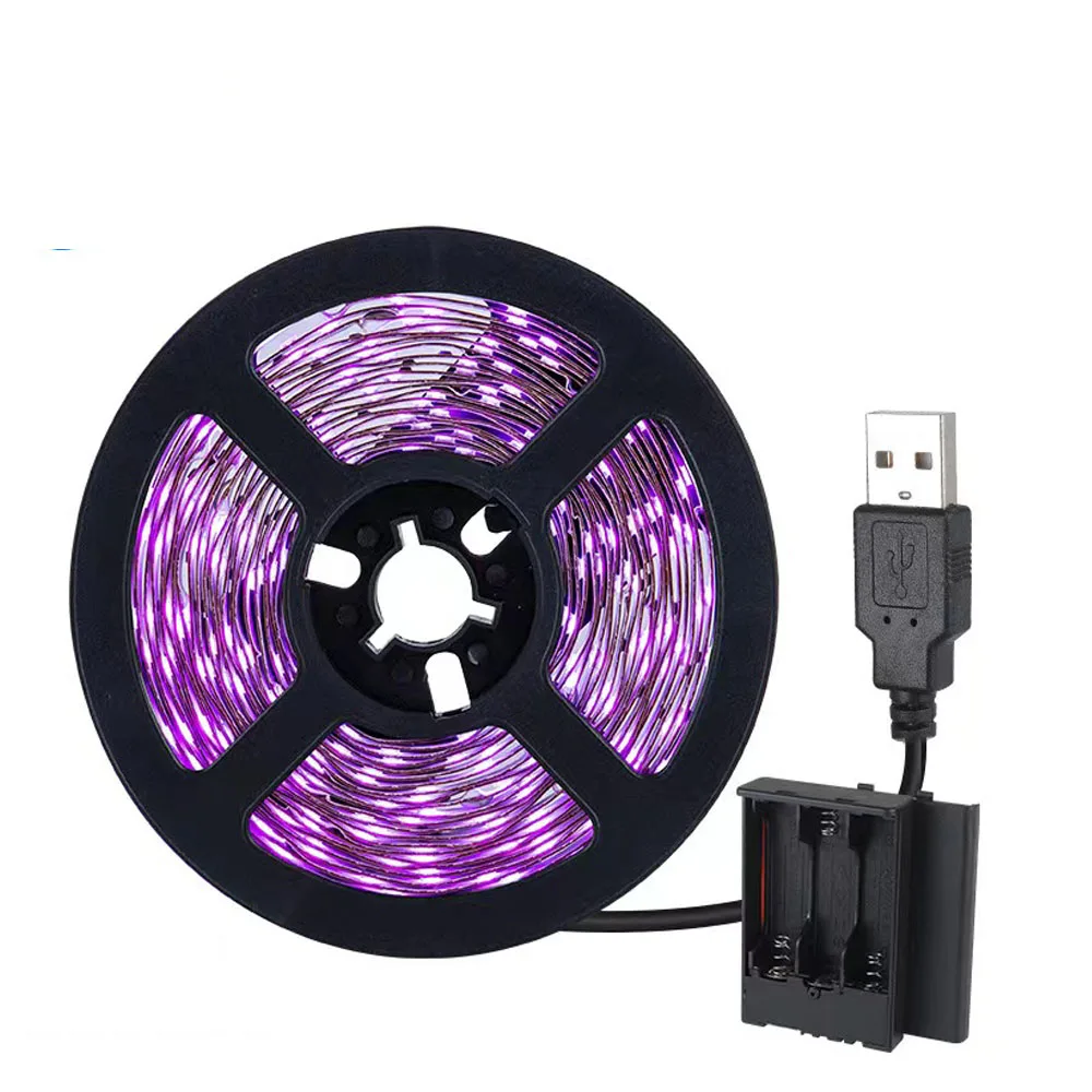 UV LED Strip Flexible LED Strip Light Ultraviolet UV Lamp 365nm 395-405nm Black Light 2835 SMD DC5V LED Ribbon For Glow Party