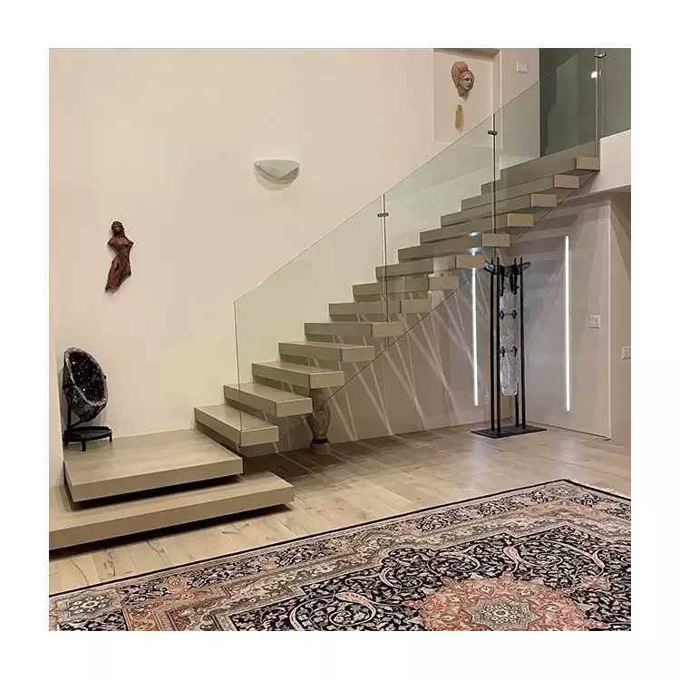 Customization White Oak Step Luxury Modern Custom Wooden Straight Stair Models Iron Stairs