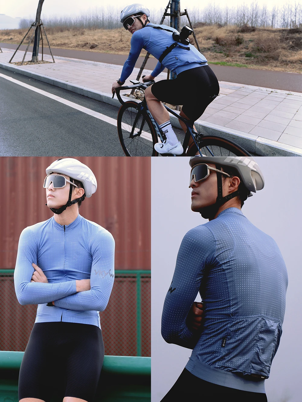 YKYWBIKE Herren Nahtloses Langarm-Radtrikot UPF 50+ Atmungsaktiv Schnelltrocknend MTB-Fahrradshirt Rennrad-Oberteil für Frühling Herbst – Detail 4