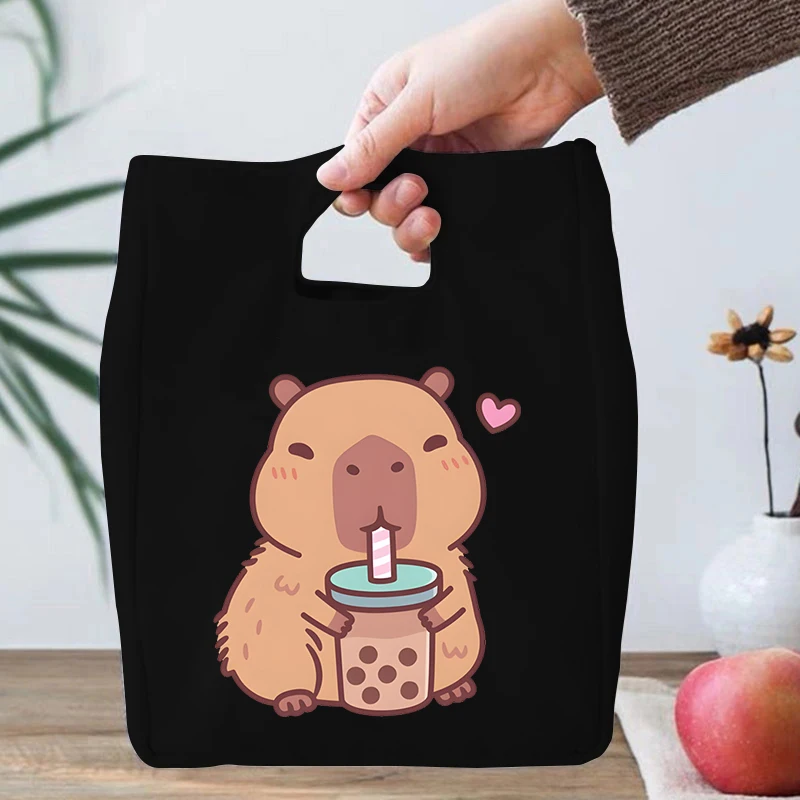 Fashion Cartoon Capybara Lunch Bags for Women Kids Large Capacity Picnic Food Thermal Portable Outdoor Office Unisex Lunch Bag