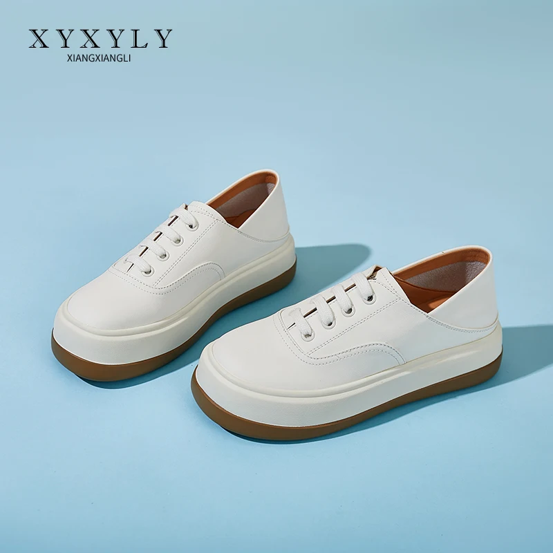 XiangXiangLi Baskets décontractées à enfiler sans cravate, chaussures blanches classiques à fond plat et confortables à double usage
