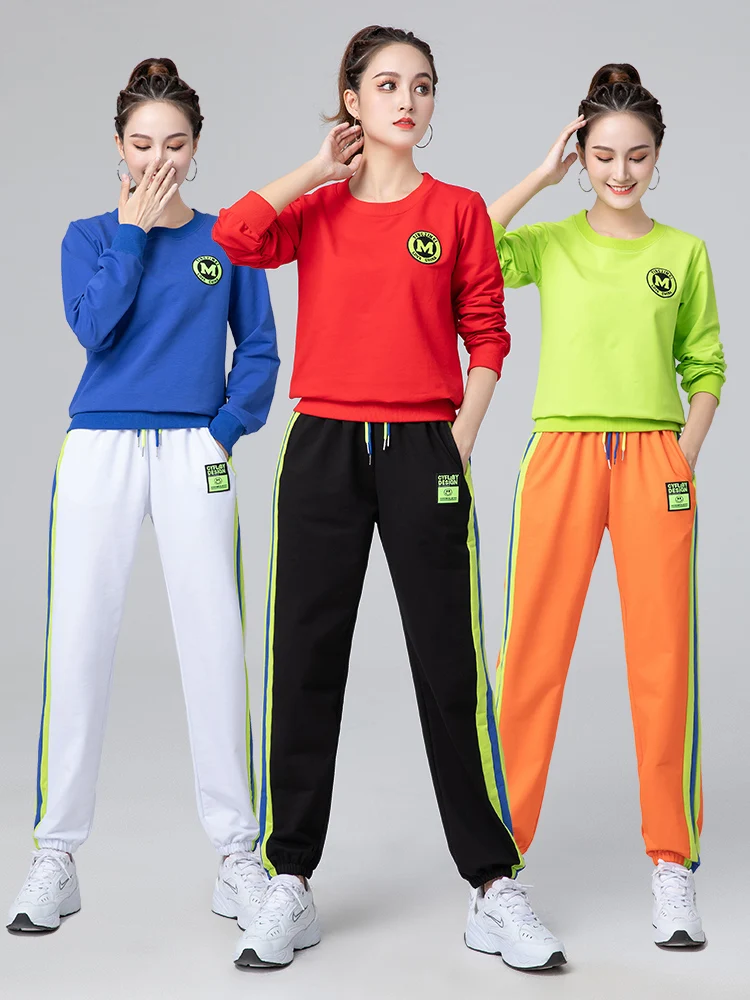 

Комплект спортивной одежды для осеннего квадратного танца, женский свитшот из чистого хлопка Faion, Thiened Running Fitn up orm Step Dance Cl...