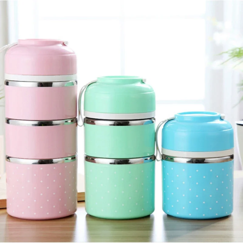 

Portable Japanese Lunch Box Leakproof Stainless Steel Bento Kids Food Container Round Shape For School Students Picnic Travel