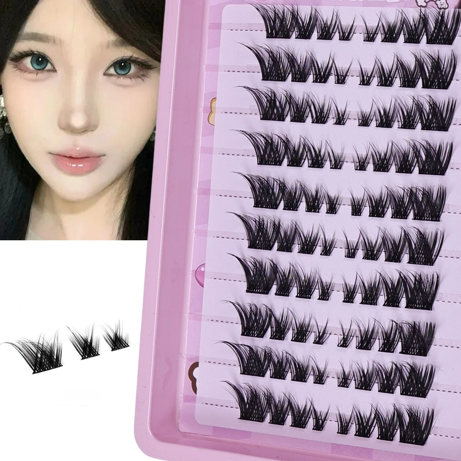 Fluffy Winged Fox Eye Manga Lashes Reusable DIY Thick Cluster Lash Extensions Daily Natural False Eyelashes