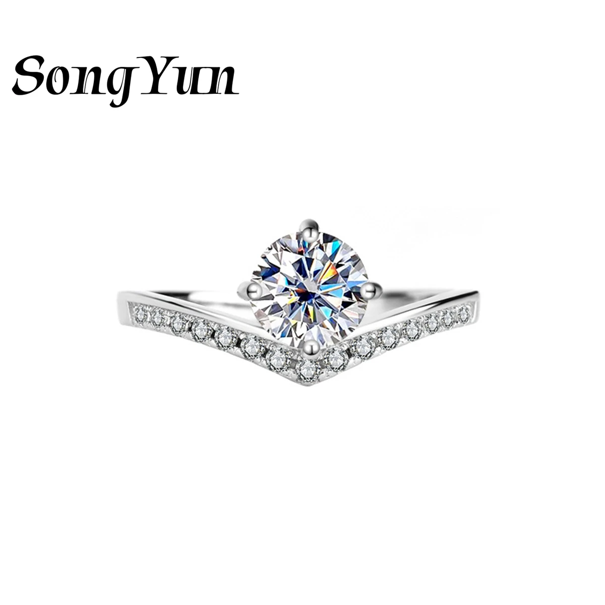 

SongYun Brand Jewelry 925 Sterling Silver Statement Rings Moissanite Diamond Statement Ring Formal for Mom Women Gifts Jewelry