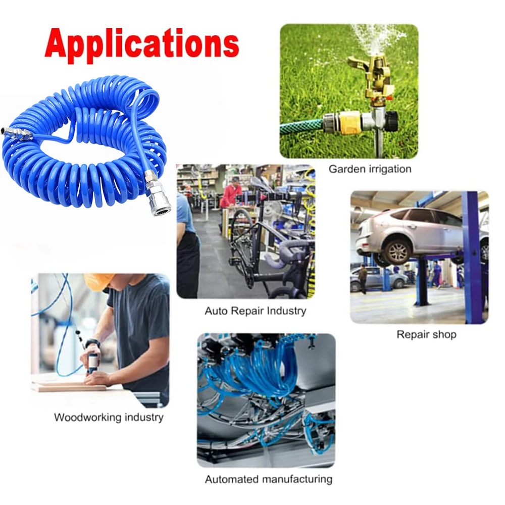 8*5mm 3M 6M 9M 12M PU Spring Air Hose Air Compressor Air Pump High-Pressure Telescopic Dust Blowing Gun Pneumatic