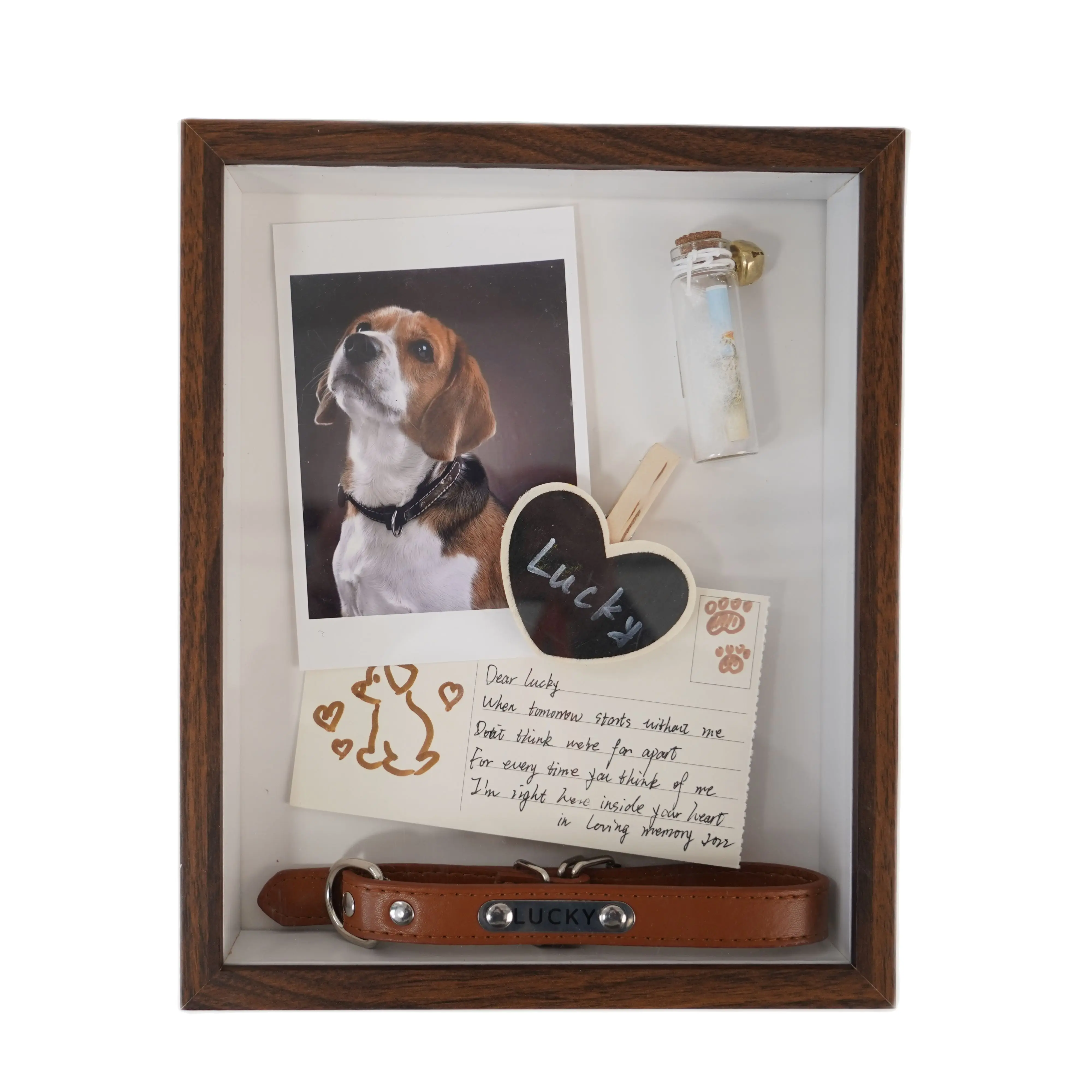 

Personalized Shadowbox Photo Frame Set 10 Inches Dog Cat Synpathy Souvenir Brown Keepsake Pet Keep Memorial Gift for Home Decor