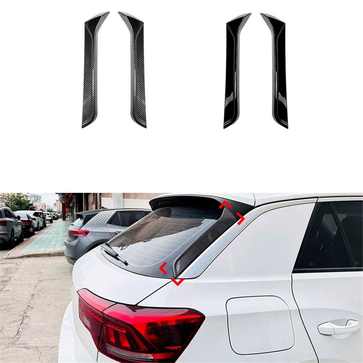 Car Rear Window Side Spoiler Canards Splitter for VW T-Roc 2017-2024 Rear Windshield Side Wing Trim