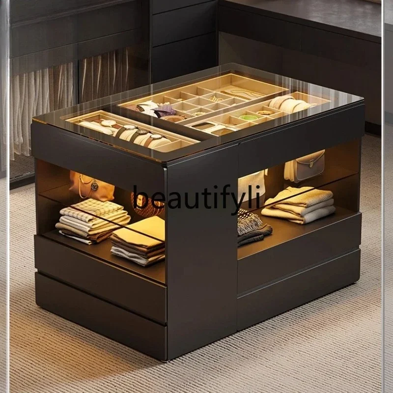 

yj57 Cloakroom Island Cabinet Jewelry Display Cabinet Light Luxury Home Storage Chest of Drawers Integrated Island Floor-standin