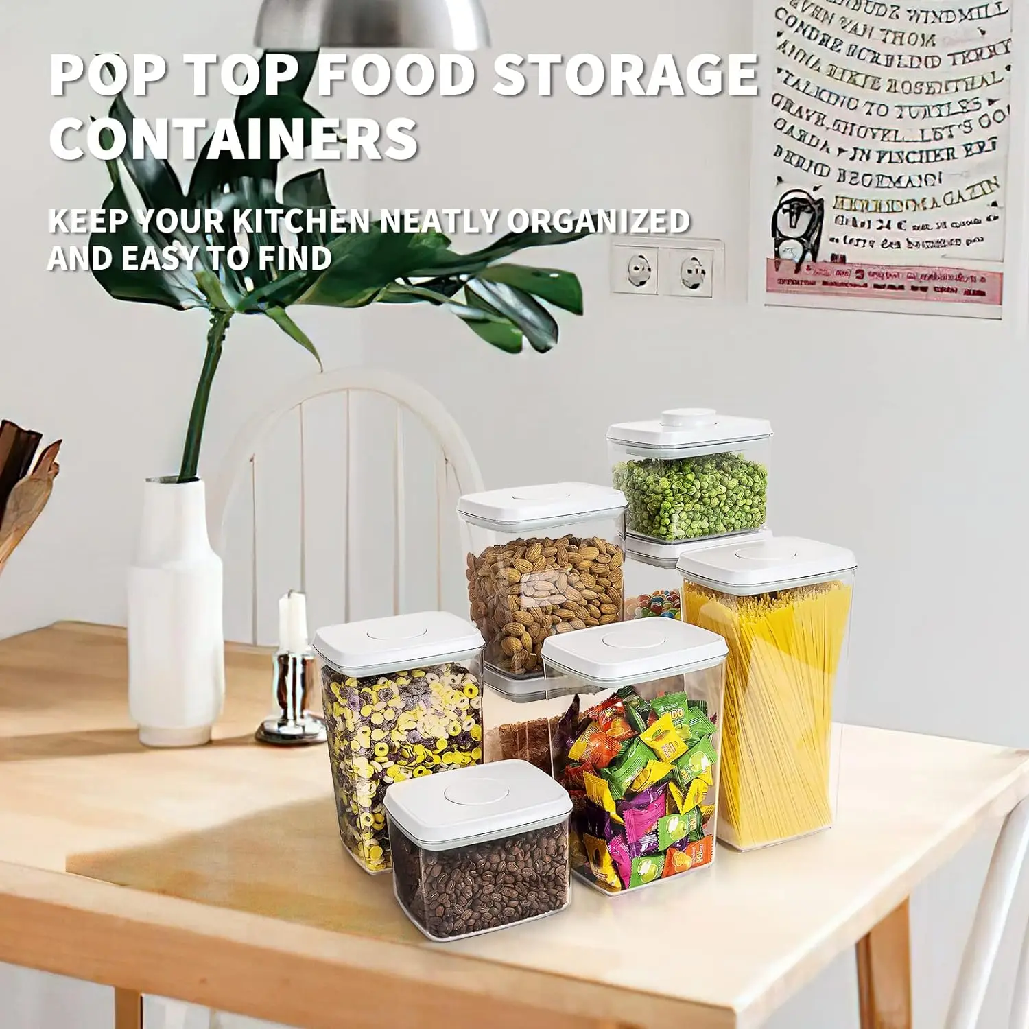 Pop Container 8-Piece Airtight Food Storage with Lids, BPA-Free Leakproof Stackable - Ideal for Flour Cereal Snacks