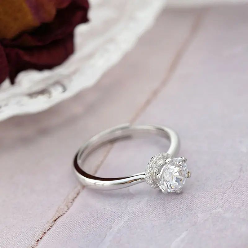 

Minimalist Style 925 Sterling Silver Ring Inlaid Artificial Zircon Opening Adjustable Rings Women Classic Fashion Jewelry Gift