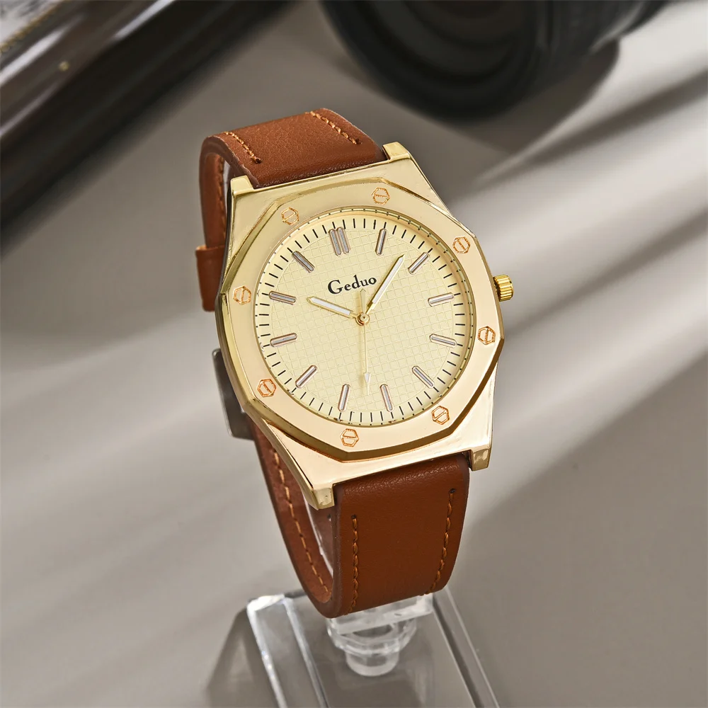 Leather Strap Men Quartz Watch Best Selling 2024 New Arrival Fashion Big Dial Men\'s Wristwatch