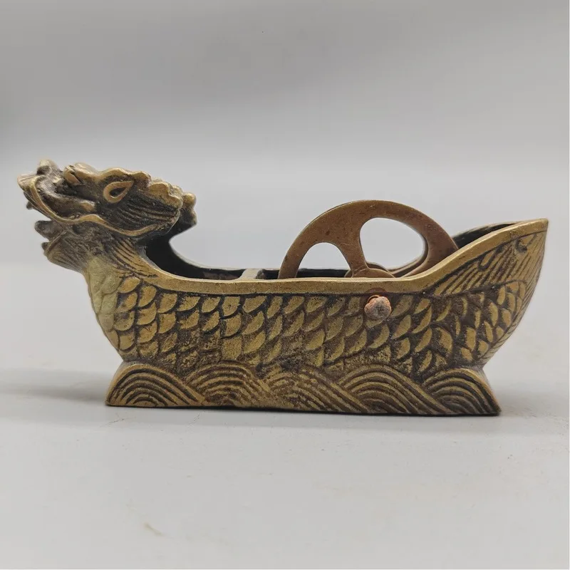 vintage dragon-patterned ornament, retro copper, antique inkstone from the Republic of China, collectible craft