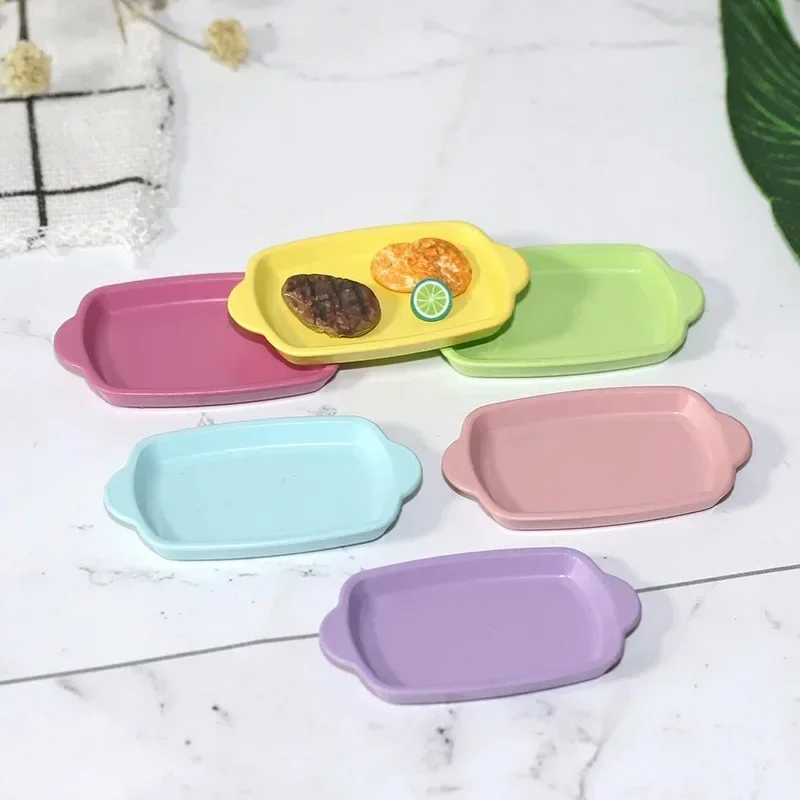 1:12 Scale Resin Mini Nordic Steak Plate Ins Candy-colored Simulated Dish Dollhouse Kitchen Accessories
